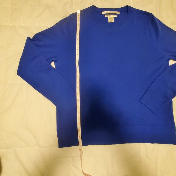 Max Studio Women's 100% Extra Fine Merino Wool Blue Pullover Sweater Size L-XL - Picture 7 of 11